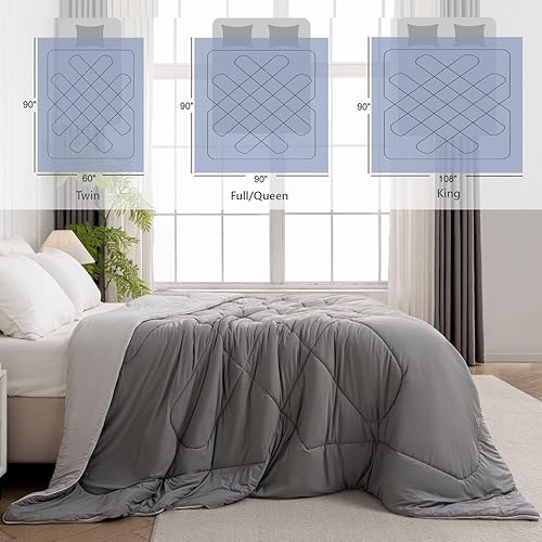 Miniatura 11 de meadow park Edredón refrescante Full/Queen de 90 x 90 pulgadas, manta refrescante de doble cara para personas que duermen con calor, tela de Gris