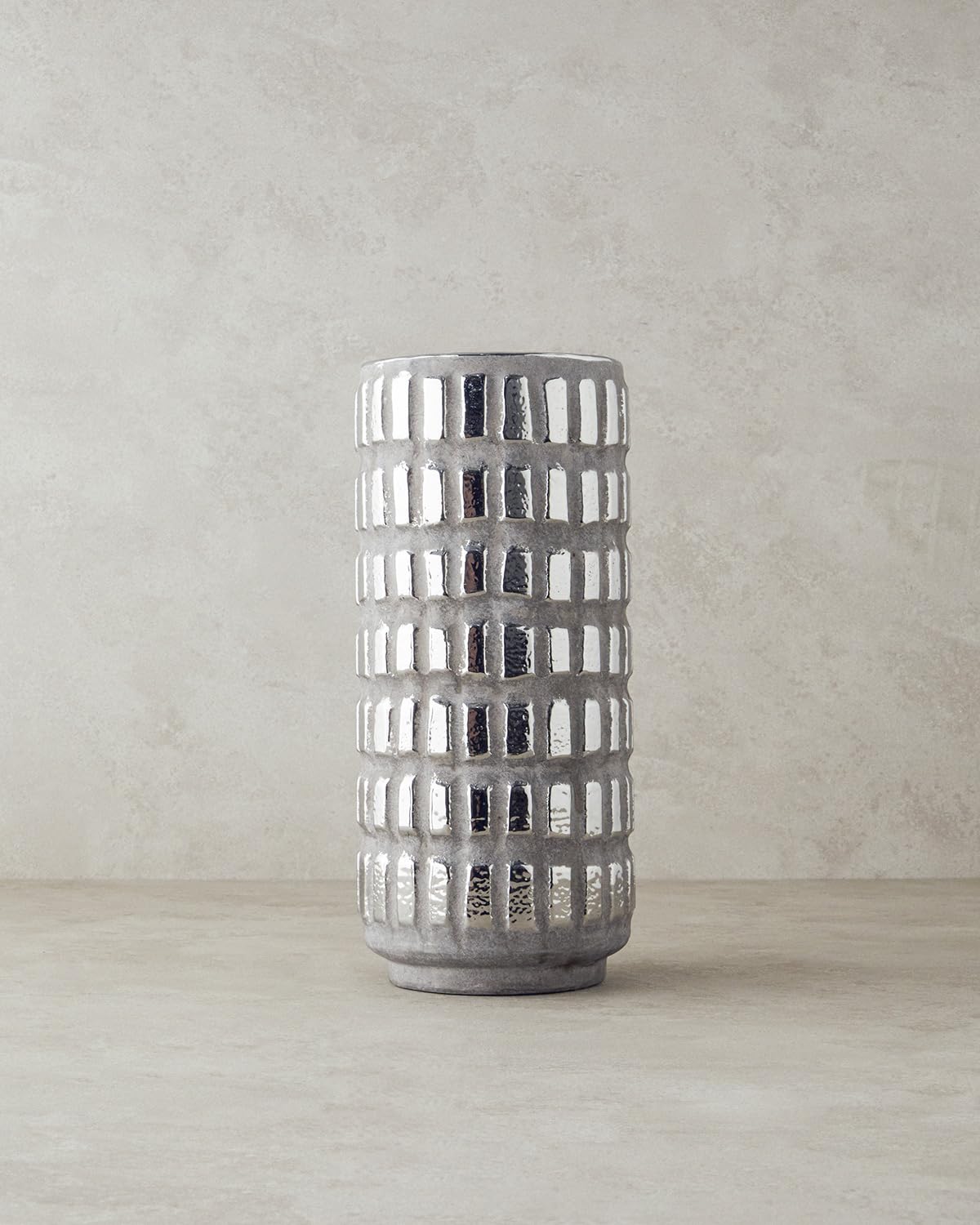 English Home Glossy Stoneware Vazo Silver