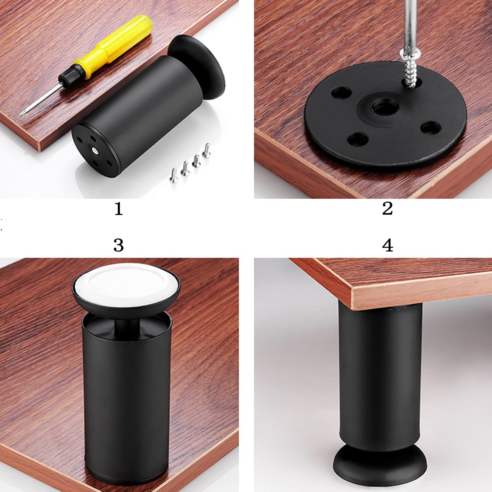 HJXGQJM Pies De Muebles De Acero Inoxidable,Patas De Sofá, Pies De Armario De Mesa De Centro, Altura Regulable Pies Ajustables,Pies De Mueble Redondos,4 Piezas Pies de Muebles(30cm)