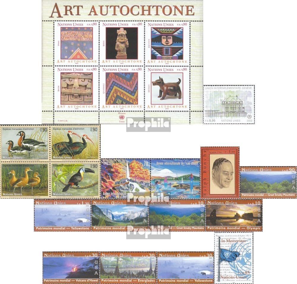 UN - Geneva block18,465-481 (Complete.Issue.) Volume 2003 completeett fine Used/Cancelled 2003 Indigenous Art, Birds, U.S. U.A. (Stamps for Collectors)