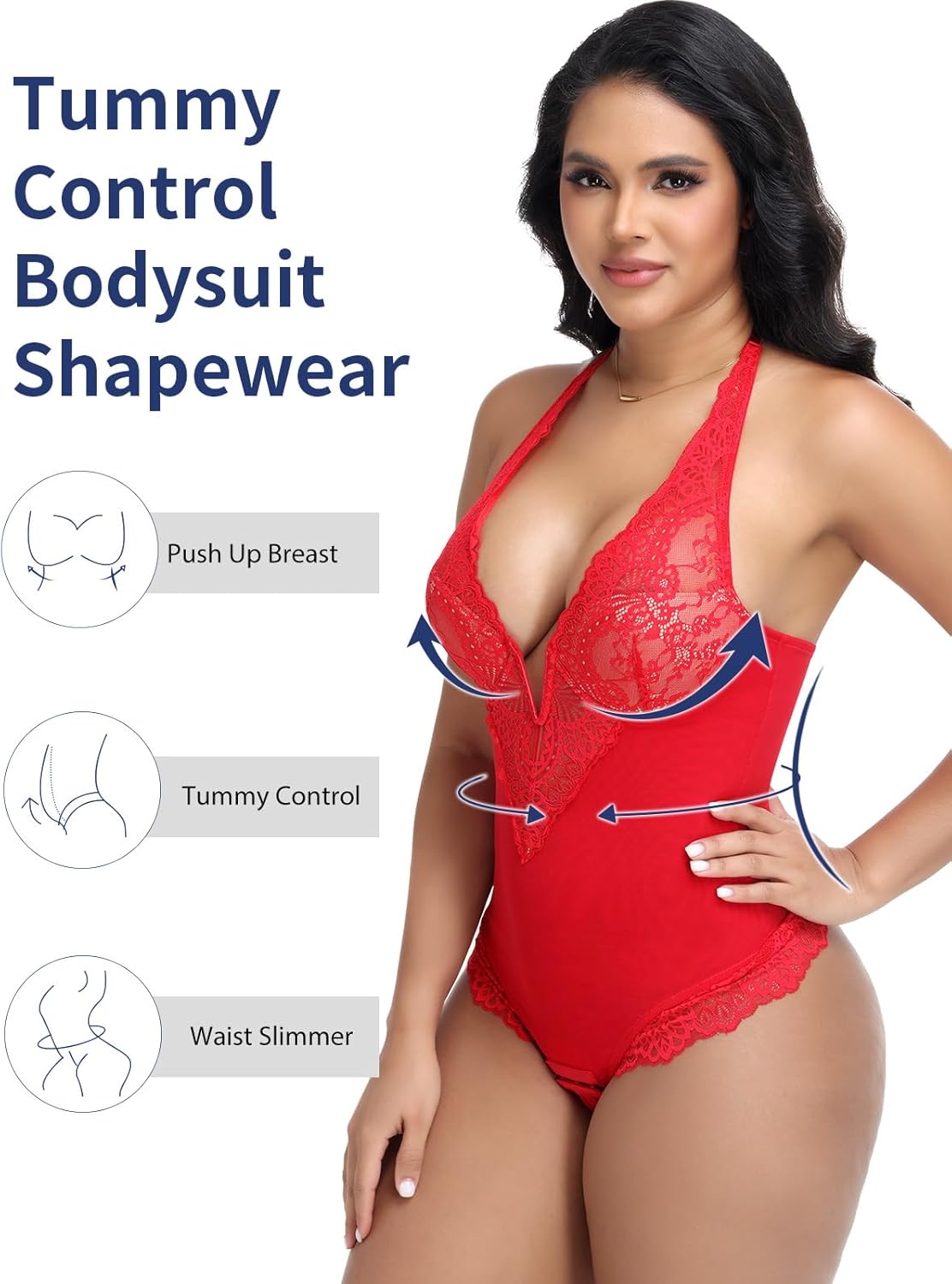 SHAPERIN Sexy Lace Bodysuits for Women Tummy Control Shapewear Built in Bras Corset Body Suit Going Out Outfits - Image 4