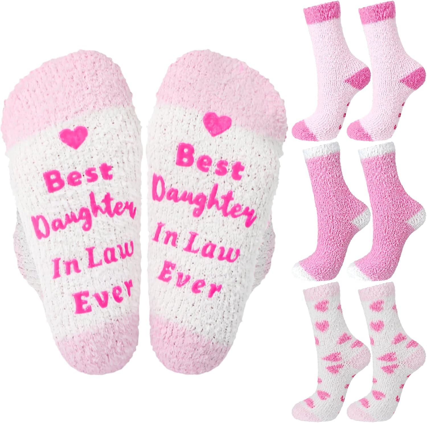 3 Pairs Best Daughter in Law Socks Gift for Her Women from Mother in Law for Mother's Day Birthday International Women's Day Gift