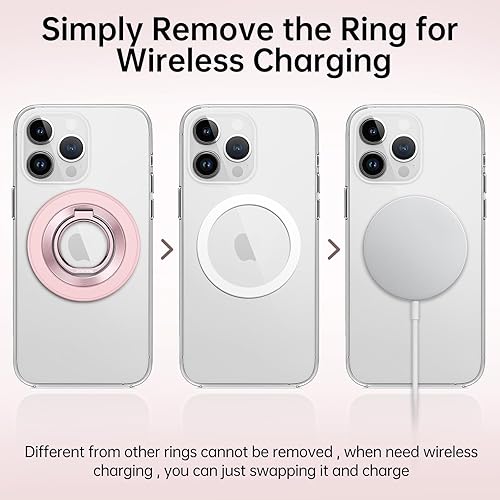 Miniatura 7 de SYNCWIRE - Soporte magnético con aro para MagSafe, rotación de 360 grados, agarre y soporte para teléfono, aro para dedo, doble imán, compatible con