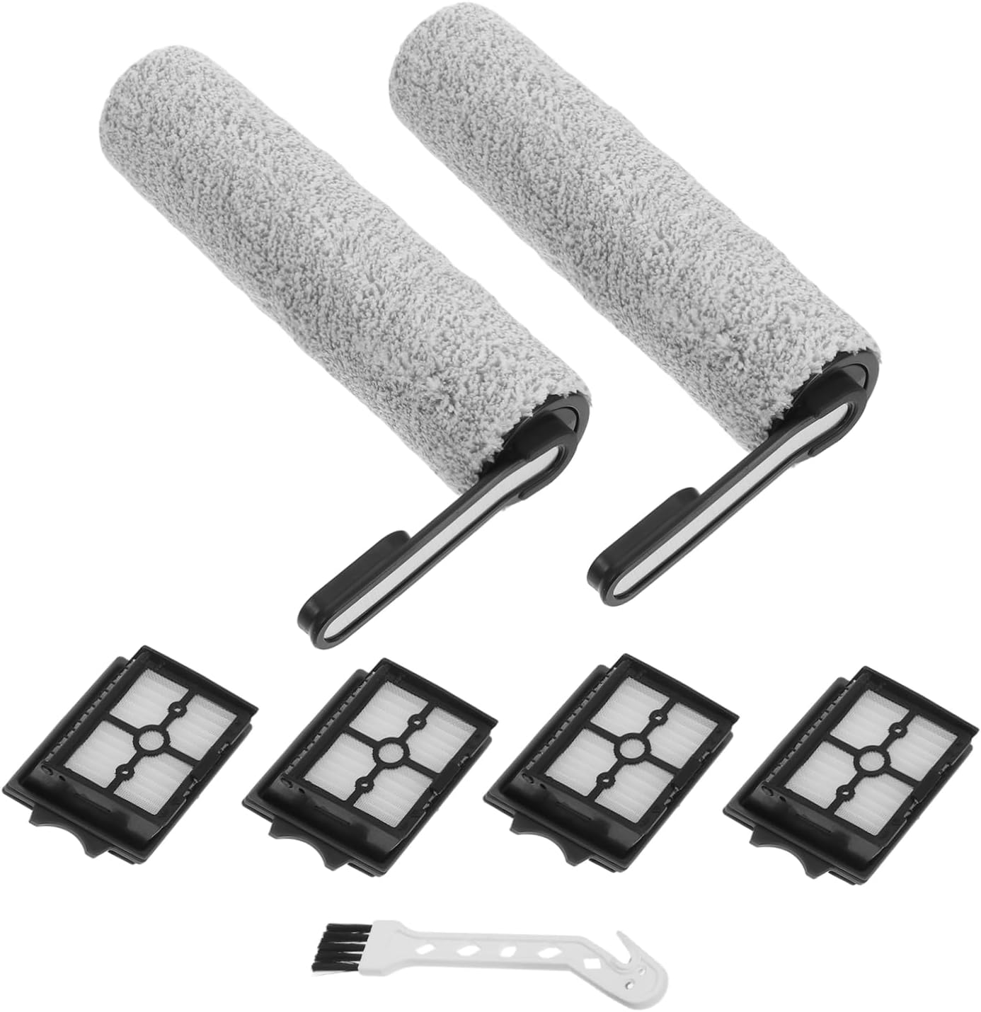 Cabilock 1set Replacement Brush and Filter for Floor Scrubber Includes Slim Rollers and Filters Compatibility for Cleaning and Odor Removal