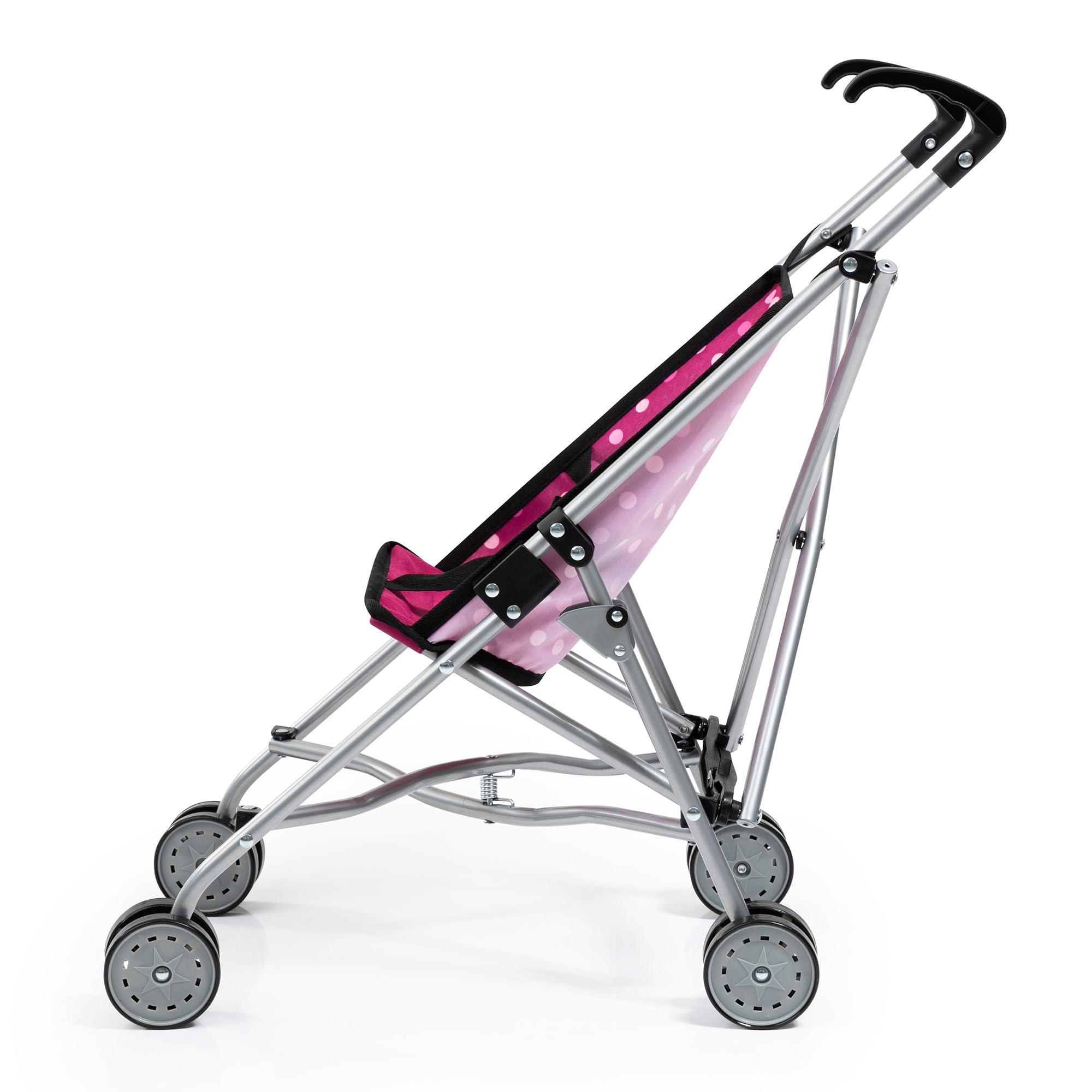 Bayer Design Dolls: Buggy Umbrella Stroller - Hot Pink & White Polka Dots - Accessory for Dolls Up to 18