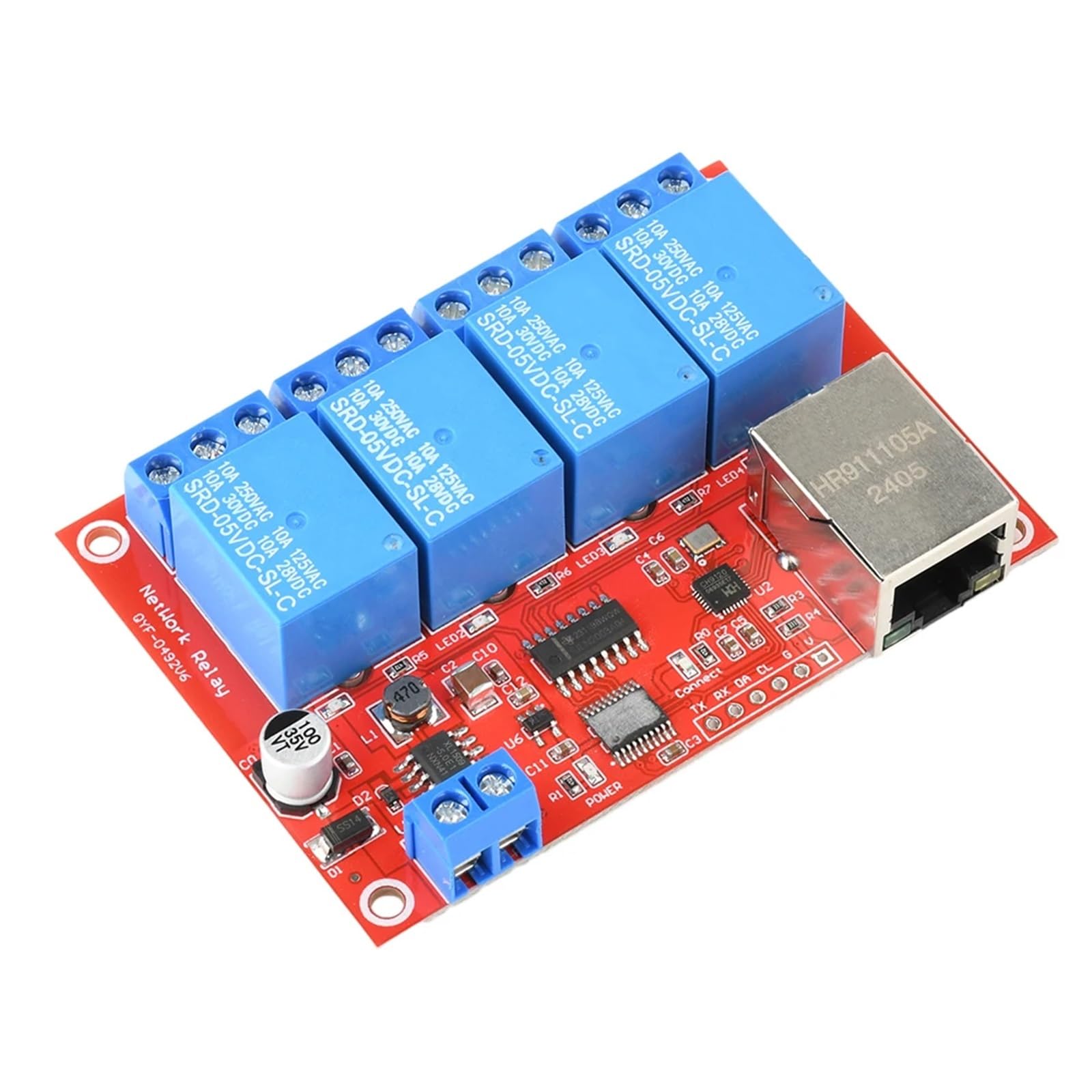 Modulo relè a 4/8 vie 1 pz DC ​​5V/12V/24V TCPIP modulo relè di rete interruttore LAN controllo dispositivo intelligente controllo remoto(4-way,DC 12V)