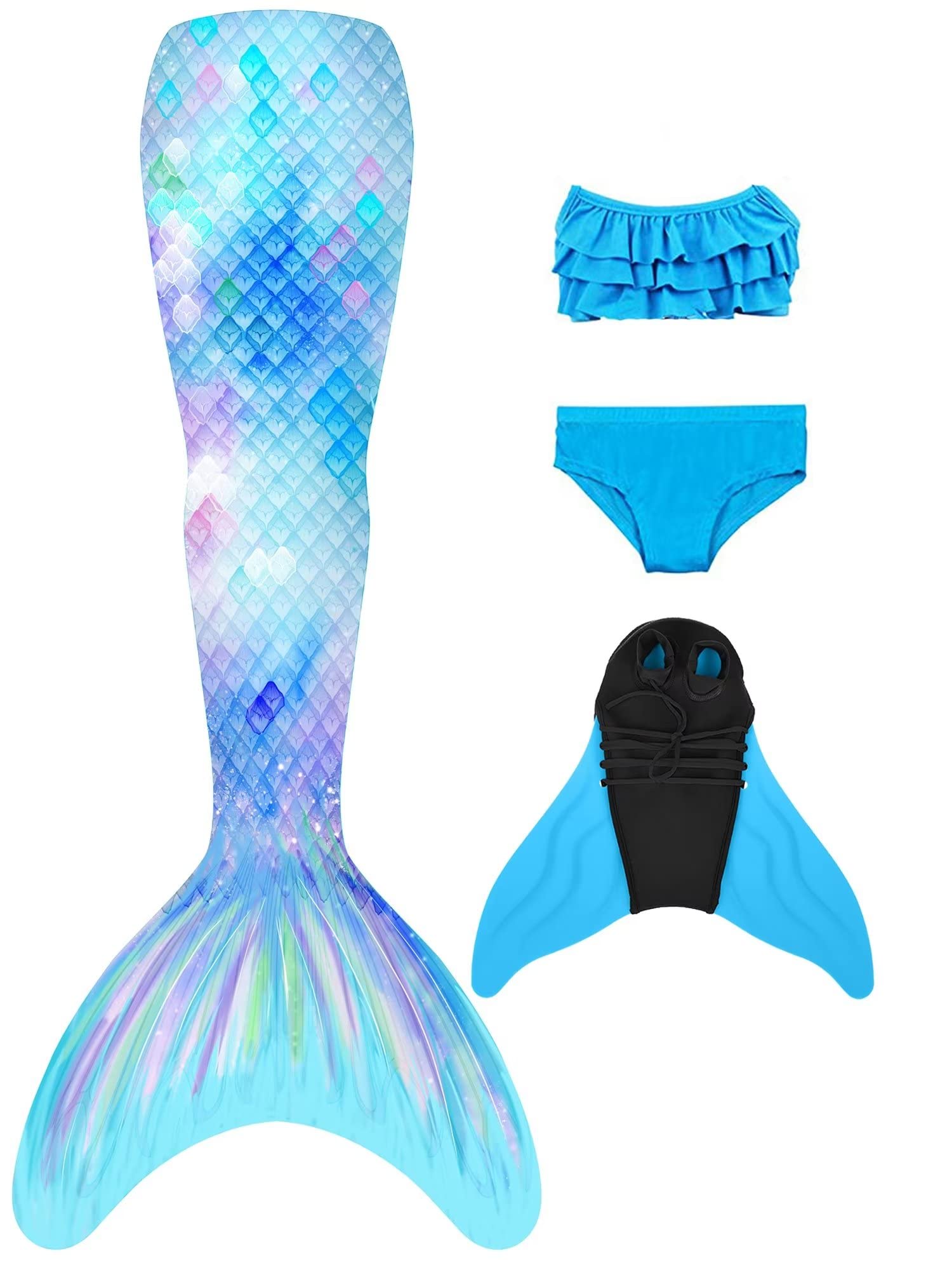 NAITOKE Niñas Cola de Sirena con Aletas para Nadar/Vacaciones/Fiesta/Fotos