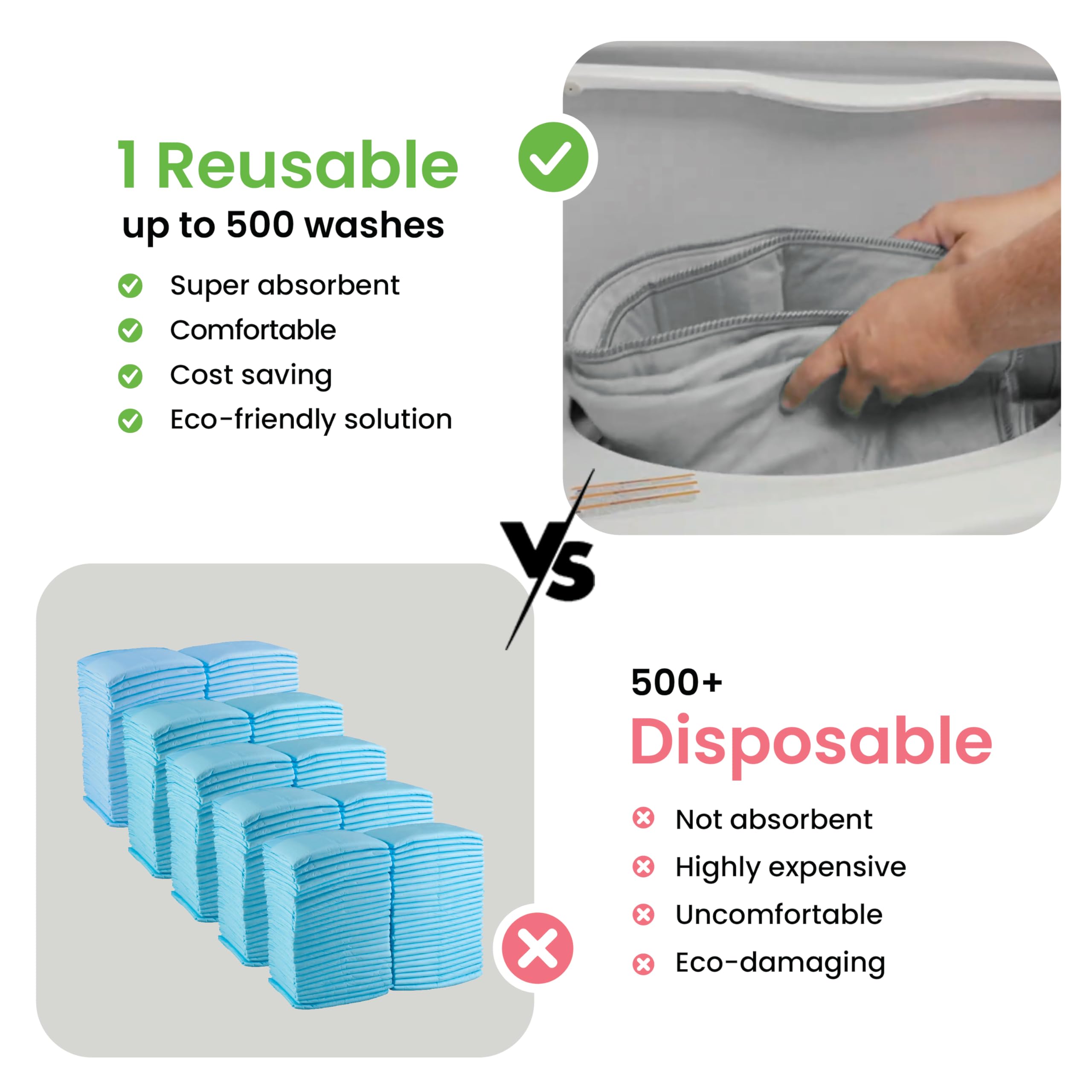 IMPROVIA® Almohadillas lavables de gran absorción reutilizables para incontinencia para niños, adultos, ancianos y mascotas, protección impermeable para cama, sofá, muebles, suelo (paquete de 4, 34 x