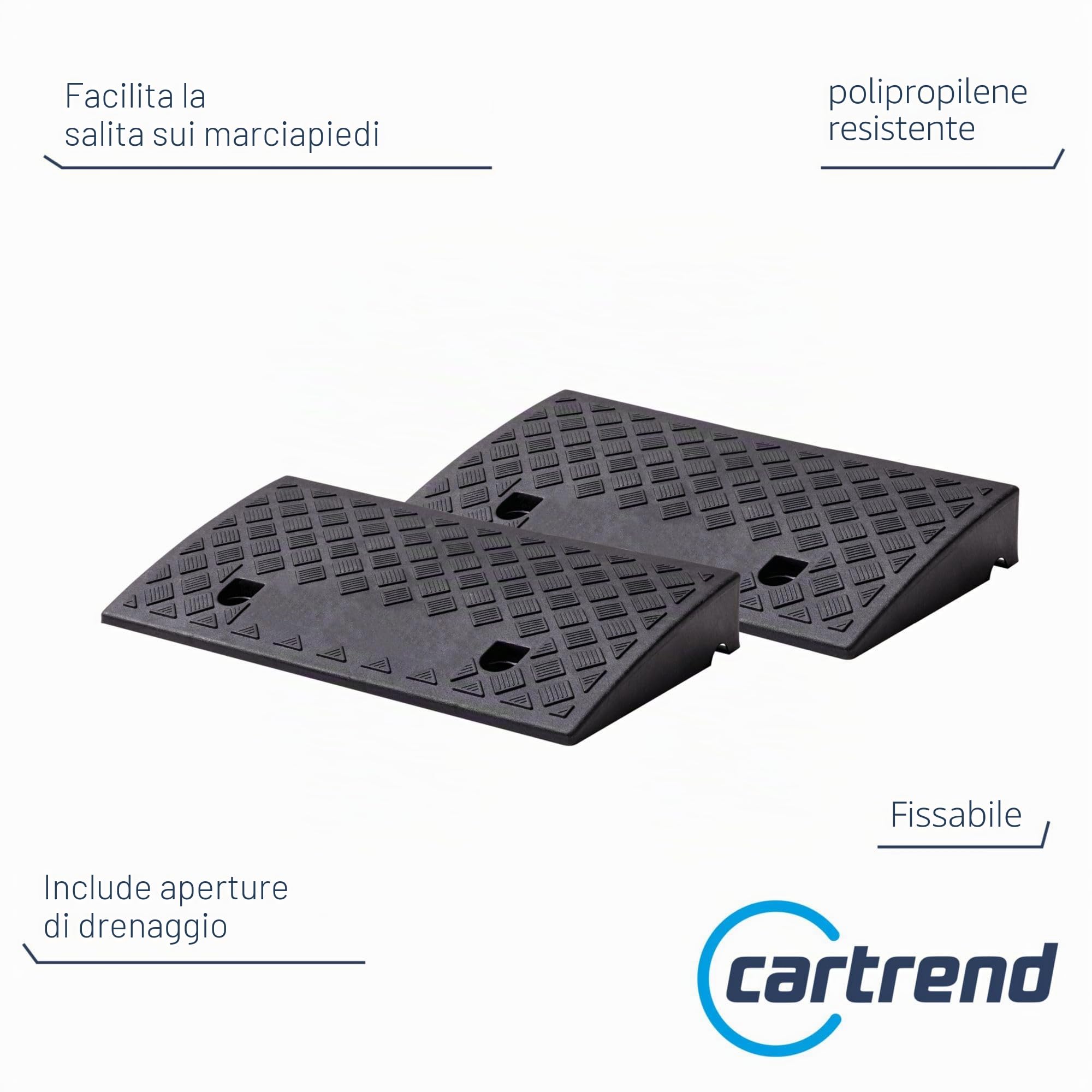 Cartrend 10646 - Rampa carrabile per marciapiede, Nero, 50 x 27 x 7 cm, Set di 2