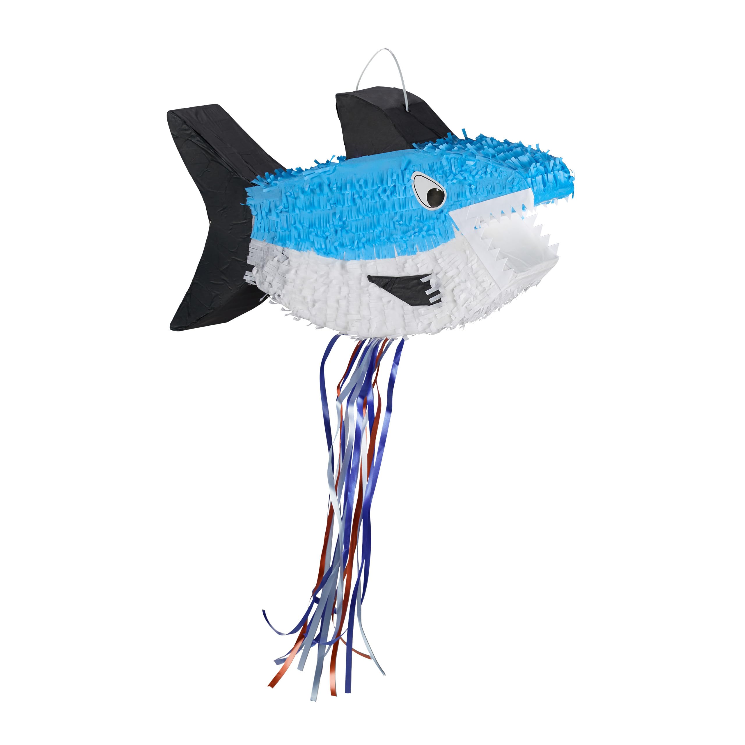 Relaxdays Pignatta a Forma di Squalo, da Appendere, per Bambini, per Bimbe e Bimbi Feste Compleanno, da Riempire, Blu