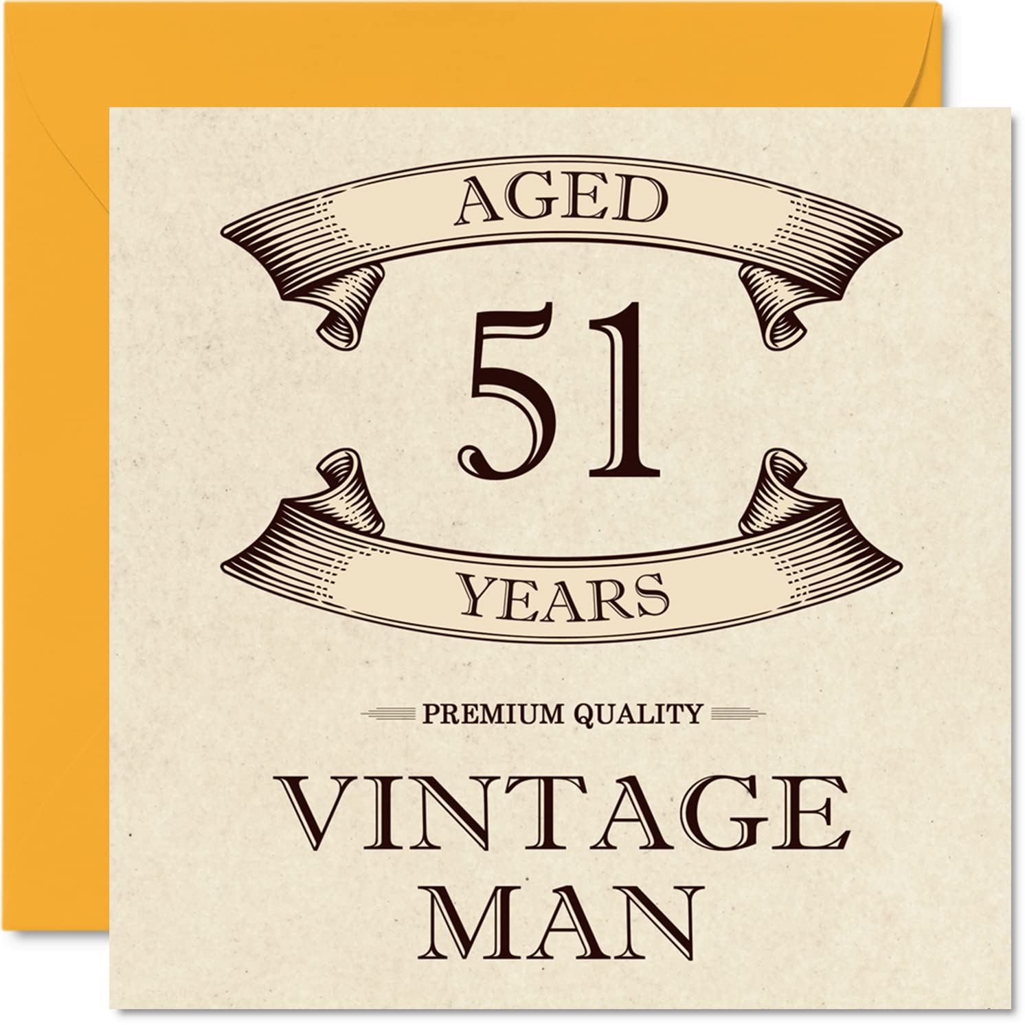 Vintage 51st Birthday Cards for Men - Aged 51 Years - Fun Birthday Card for Colleague Dad Husband Boyfriend Uncle Brother Friend, 145mm Greeting Cards, 51st Card