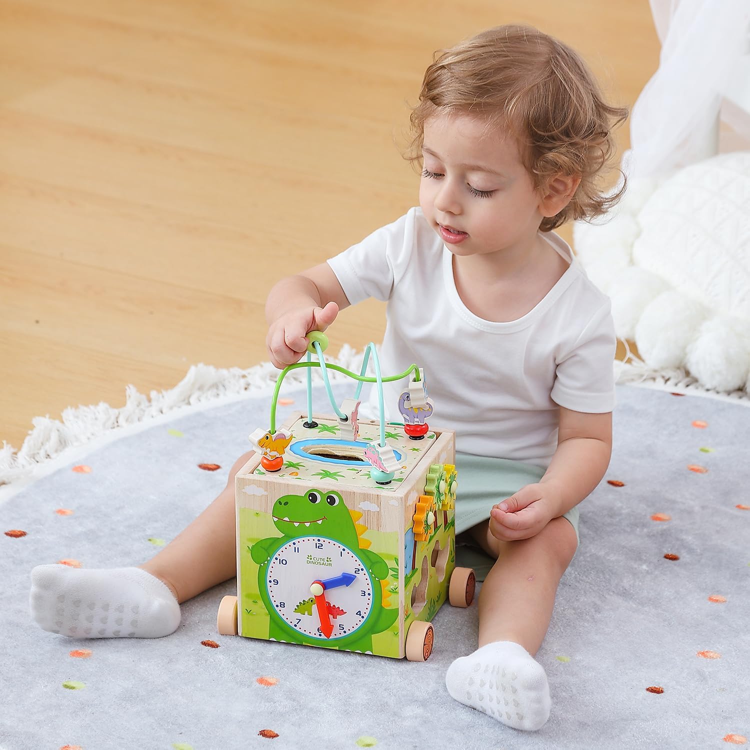 JAUNTY Montessori Activity Cube Toys for Toddlers 1 2 3 Years Old, Wooden Sensory Baby Tissue Box Toy for 1 Year Old Girls Boys, Great Educational Toys 1st First Birthday Gift