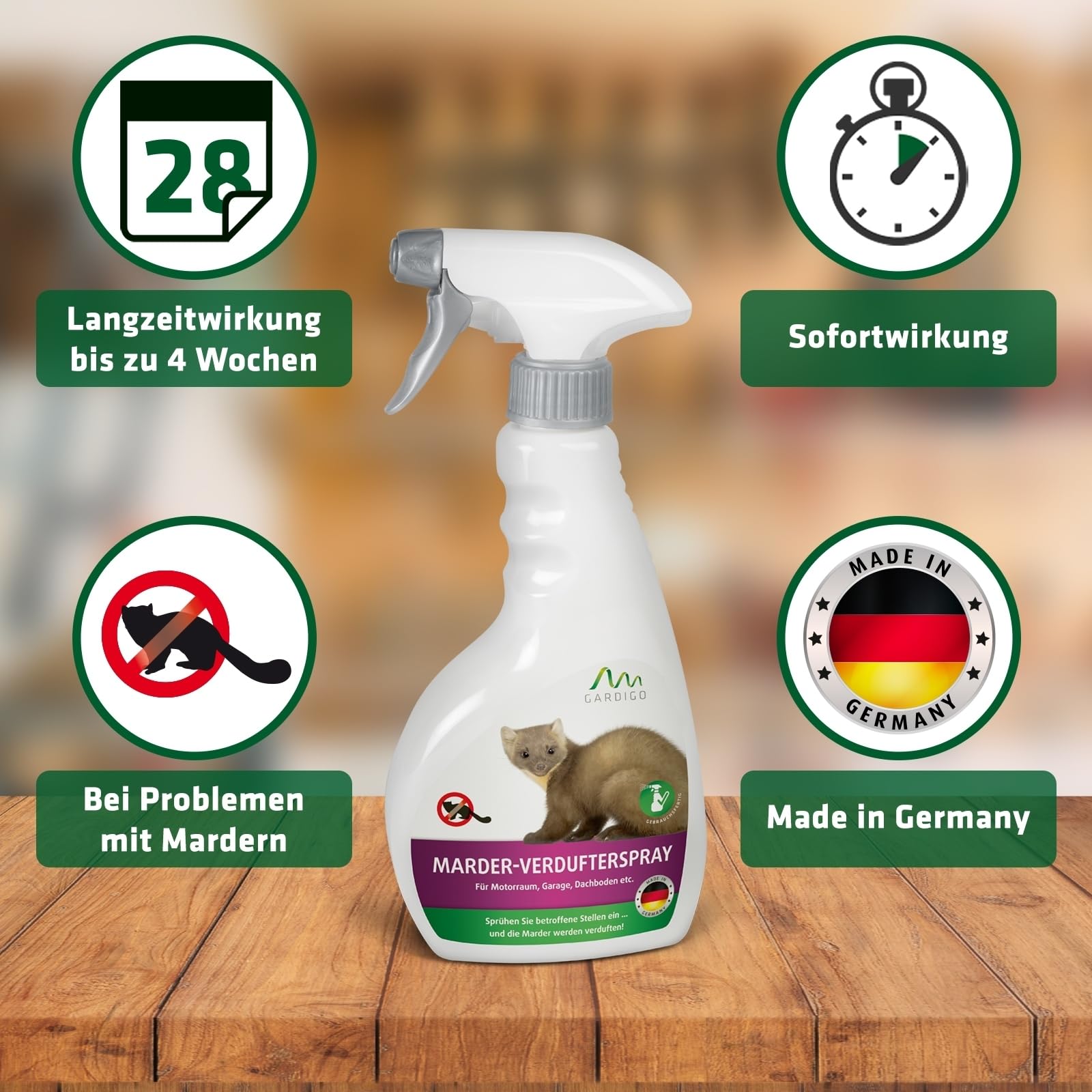 Gardigo 25094 - Spray Repellente Anti-Martore, Faina e Donnola 500 ml, per Macchina/Vano Motore Auto, Casa e Garage