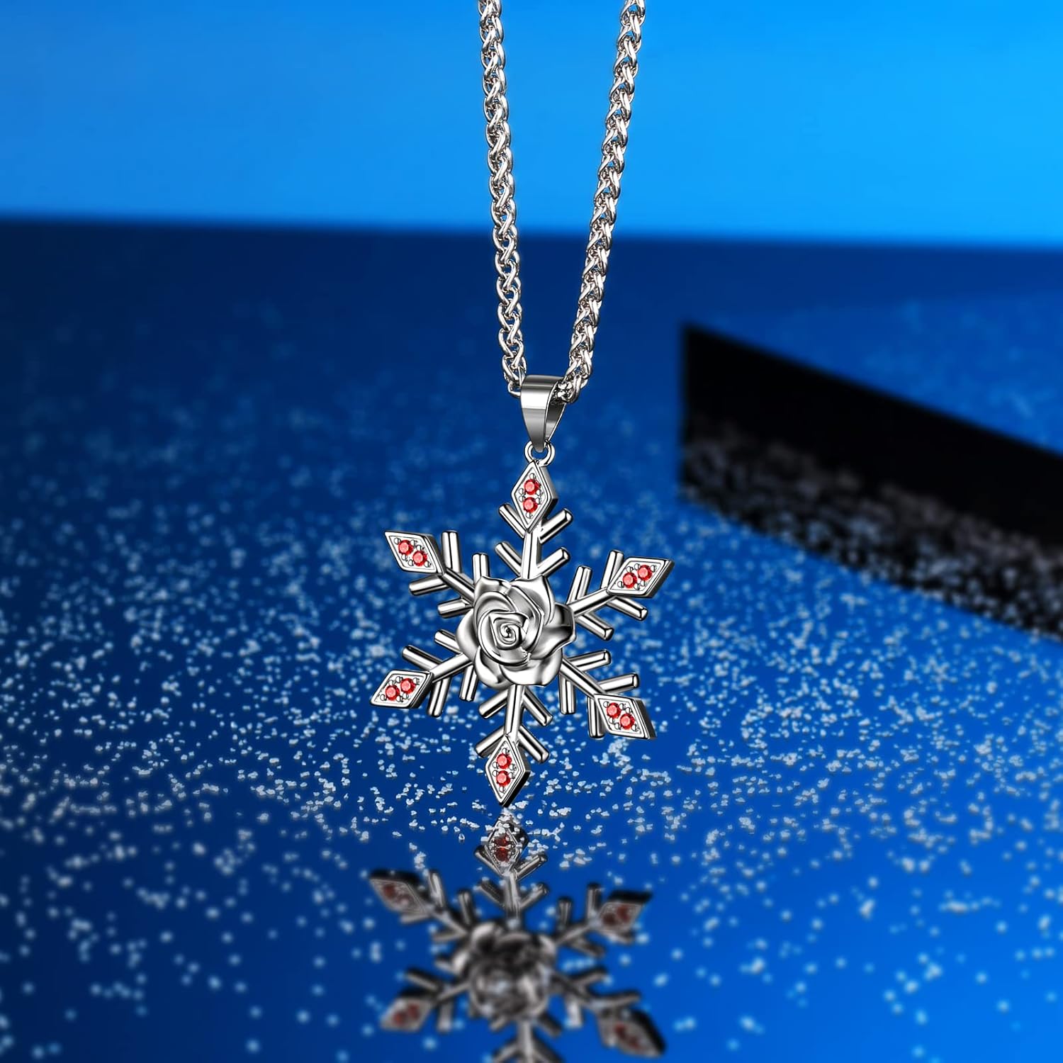 beautlace Christmas Trees Shape Necklaces Santa Claus Snowman Pendant Rose Flower Necklace Christmas Jewelry Gifts for Women - Image 3