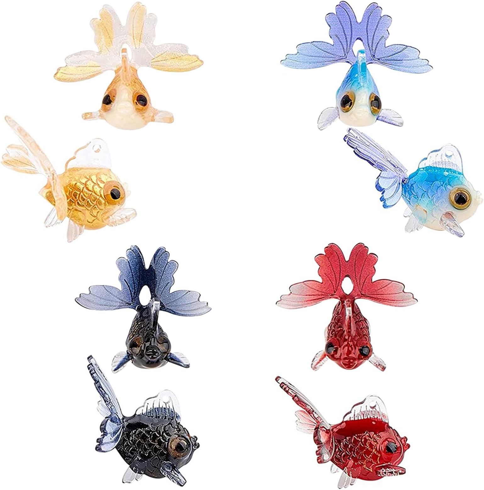 SUNNYCLUE 8Pcs 4 Colors Resin Goldfish Charms 3D Simulation Goldfish Charm Miniature Lifelike Fish Ornaments for Summer Earrings Bracelet Necklace Keychain Jewelry Making DIY Craft Finding Supplies