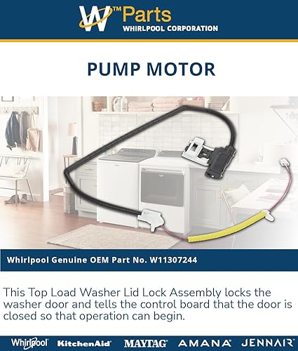 Miniatura 7 de Whirlpool Motor de bomba W11307244, reemplazo estándar W10682535, W10838613, W11253733, blanco