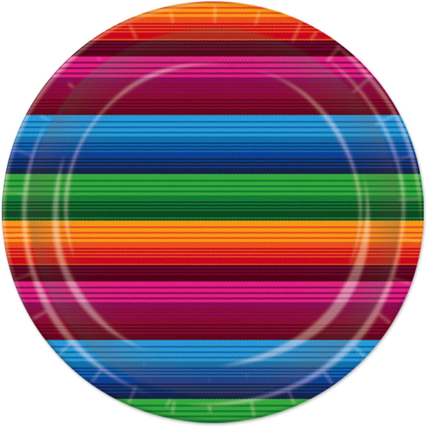 Beistle Mexican Party Decorations Cinco De Mayo, Fiesta Colored 7 Inch Round Paper Plates, Pack of 96
