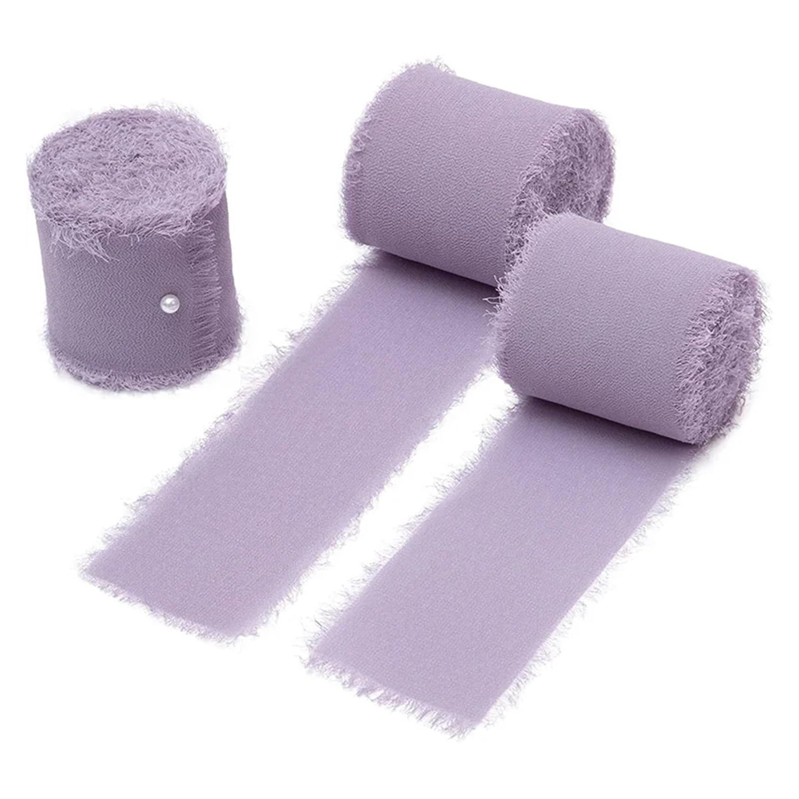 Chiffonband 1 Stück 5 Meter breit 4 cm grünes Chiffon-Seidenband Blumenstrauß Wickeldekoration Chiffonband mit ausgefranstem Rand(29)