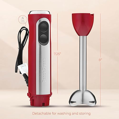 Miniatura 6 de Potente licuadora de inmersión, licuadora de mano eléctrica de 500 vatios con modo turbo, base desmontable. Licuadora de cocina manual con varilla