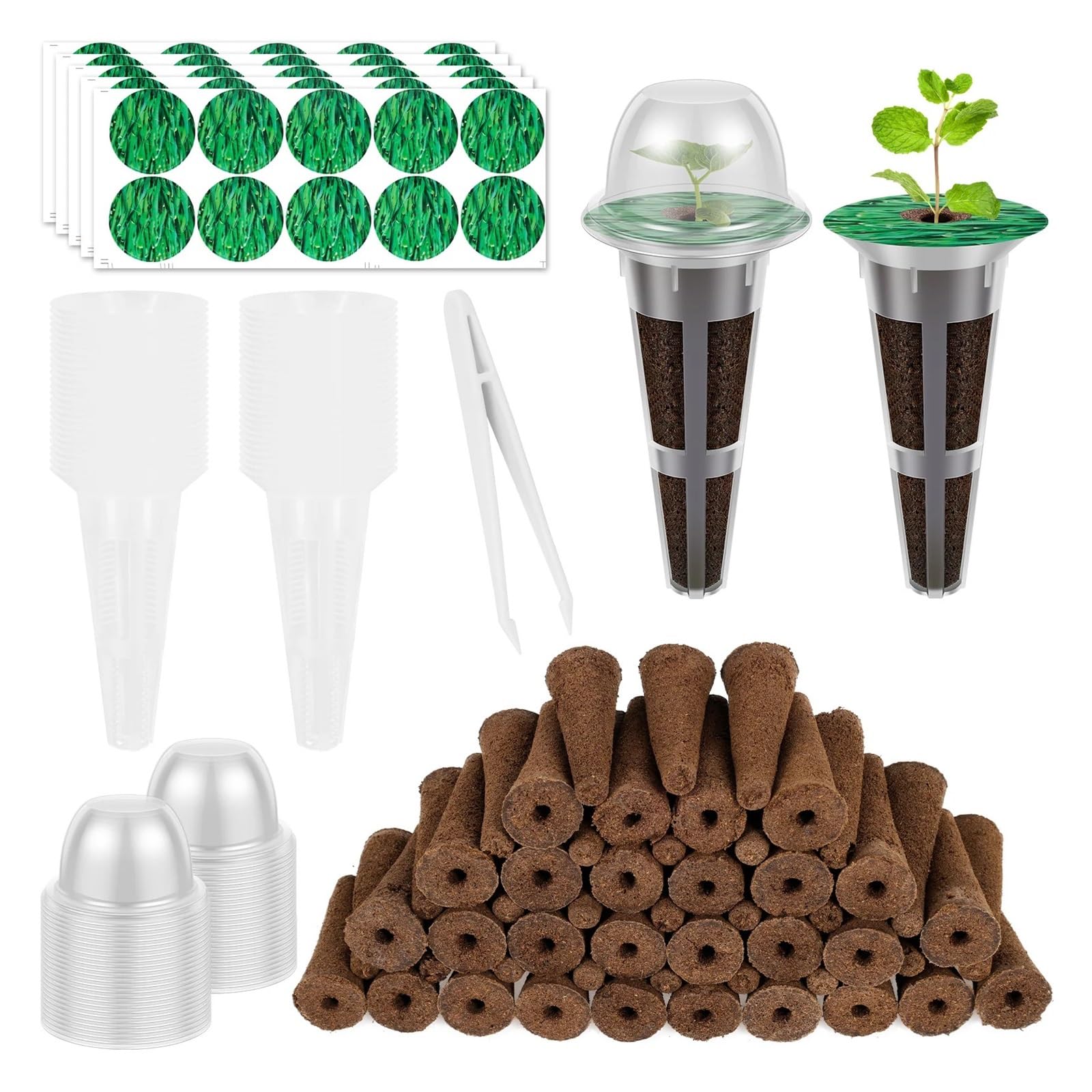 LPATEBCVU Grow Sponges 50Pcs Hydroponic Pods Kit Seed Grow Sponges Nursery Pot Soilless Seedling with Plant Label Garden Accessories