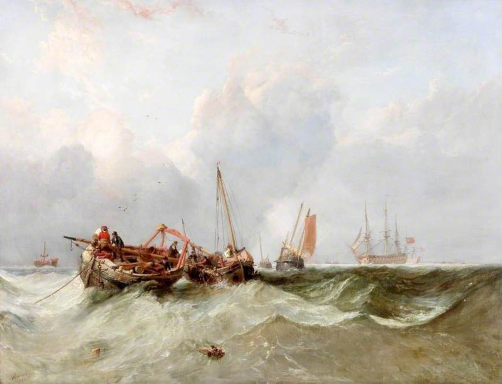 SERENDIPITP Abstract Painting Mural Print Picture Wall Decor Painting the 'chasse Mareé' off the Gull Stream Light by Clarkson Stanfield Vintage Wall Artwork for Home Decor 60x90cm