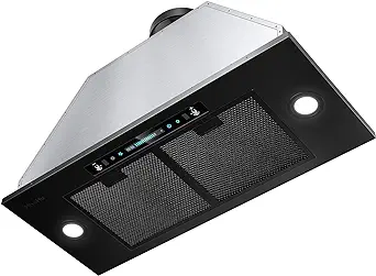 HisoHu Insert Range Hood 30 Inch / 36 Inch, 900 CFM with Ducted Convertible Ductless(Kit Included), Stainless Stee Kitchen Vent Hood with 4 Speed Exhaust(30'', Black)