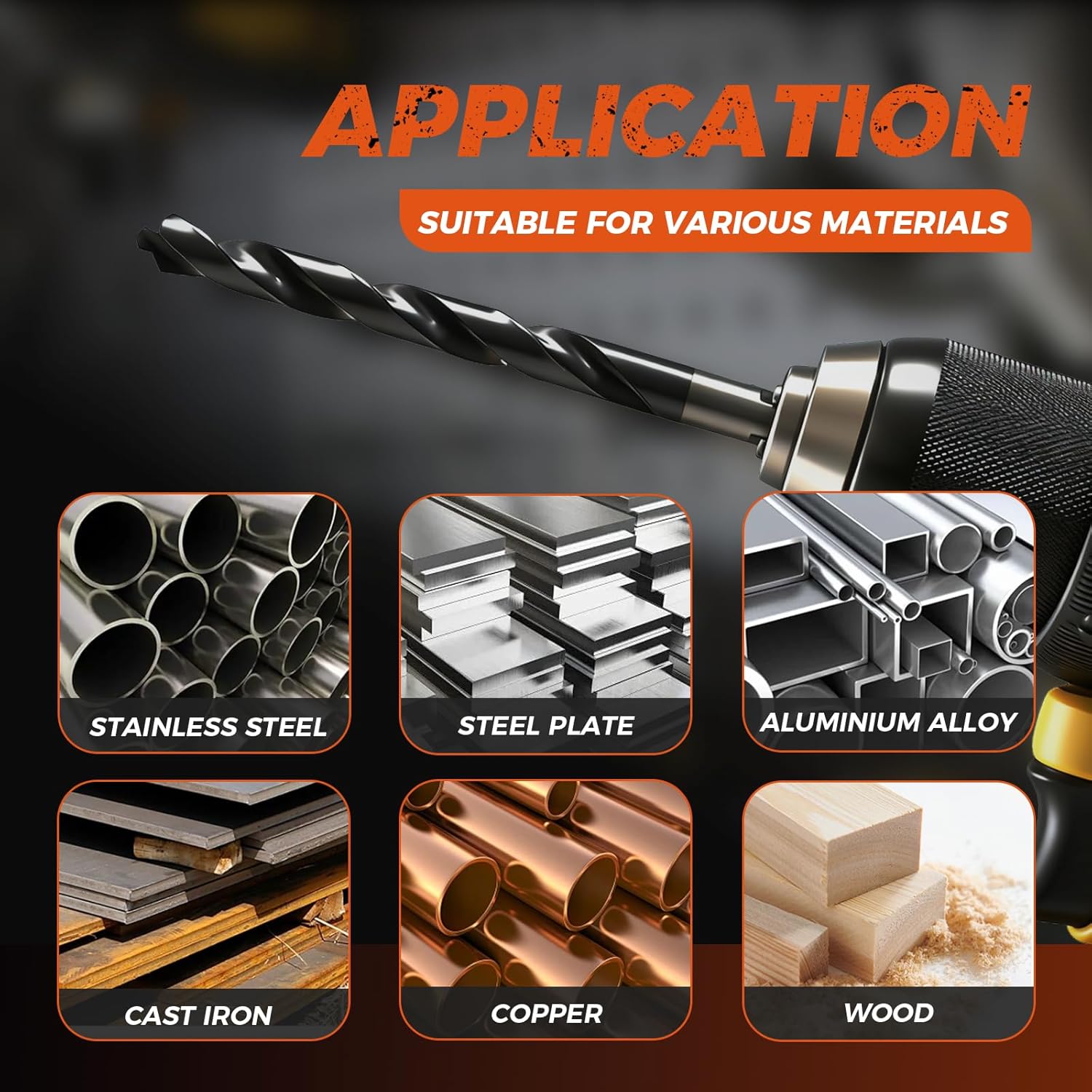 Luckyway Cobalt Drill Bit Set 21 PCS 1/16"-1/2" with Bullet Point Tip and Countersink Drill Bit 4 PCS 1/4"-5/8", TiAlN Coated for Hardened Metal, Mild Steel, Stainless Steel