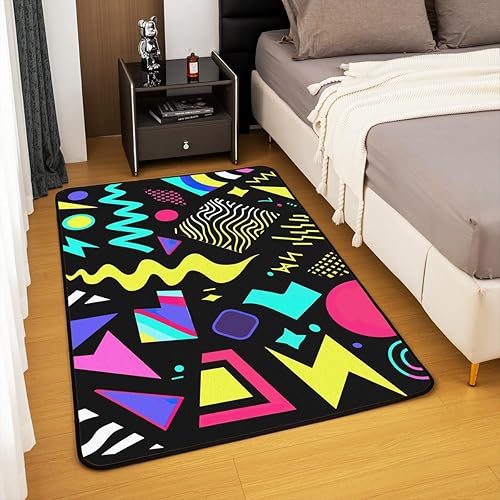 Miniatura 3 de Memphis - Alfombra retro hipster de 5 x 7 pulgadas, estilo hipster, estilo de los años 80 y 90, estilo hip hop, para mesita de noche, colorida