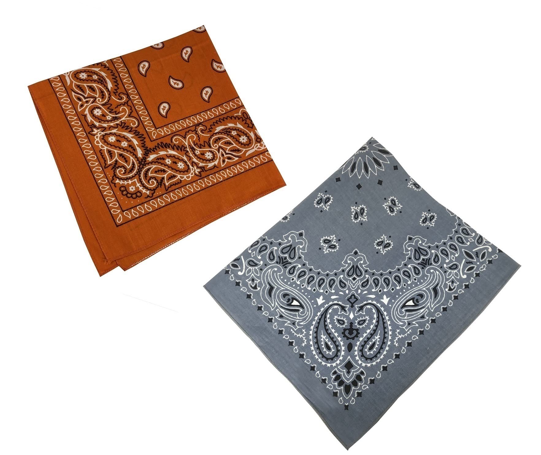 utkarsh Combo Of 2 Pcs Grey And Orange Double Side Printed Multifunctional Paisley Printed Hankie-picture-25