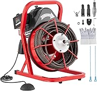 VEVOR 75FT Electric Drain Snake Auger, 370W Sewer Cleaner Machine w/ 4 Cutters & Foot Switch for 2-4" Pipes
