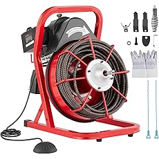75FT x 1/2in Drain Cleaner Machine, 400W Electric Drain Snake with 6 Cutters & Foot Switch for 1" to 4" Pipes, Heavy Duty Sewer Auger for Sinks, Toilets, Showers