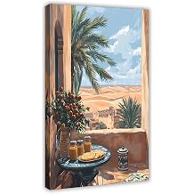 ghNDJdk Nouakchott Balcony Basket Painting, Dates Camel Milk, Mauritania Desert Market Canvas Poster Bedroom Sports Landscape Office Room Decor Gift Frame 20" L X 30" W
