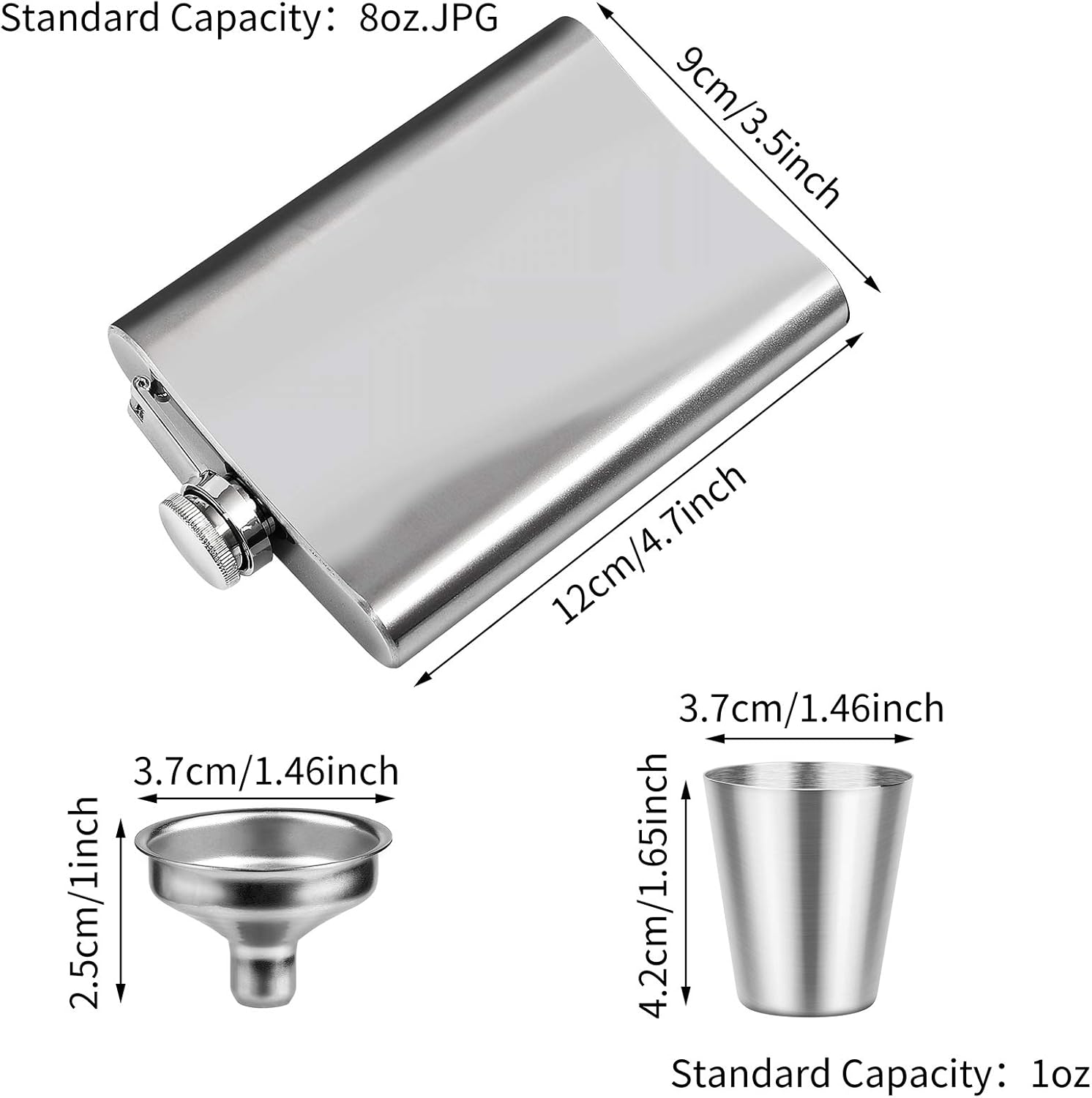  | Elcoho 6 Sets 8 Ounce Stainless Steel Hip Flask Fluid-tight Flask Set with 6 Pieces Stainless Steel Shot Cups and Funnel: Flasks