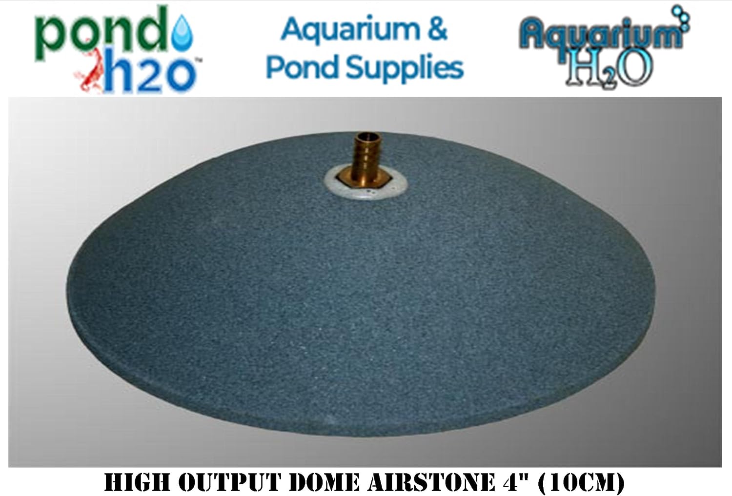 PondH2o High Output Dome Airstone 4" (10cm) Heavy Duty Dome Sintered Air Stone Large, for Koi Fish Pond or Large Aquarium Aeration | Bubble Diffuser used with Pond Pumps and Fish Tanks
