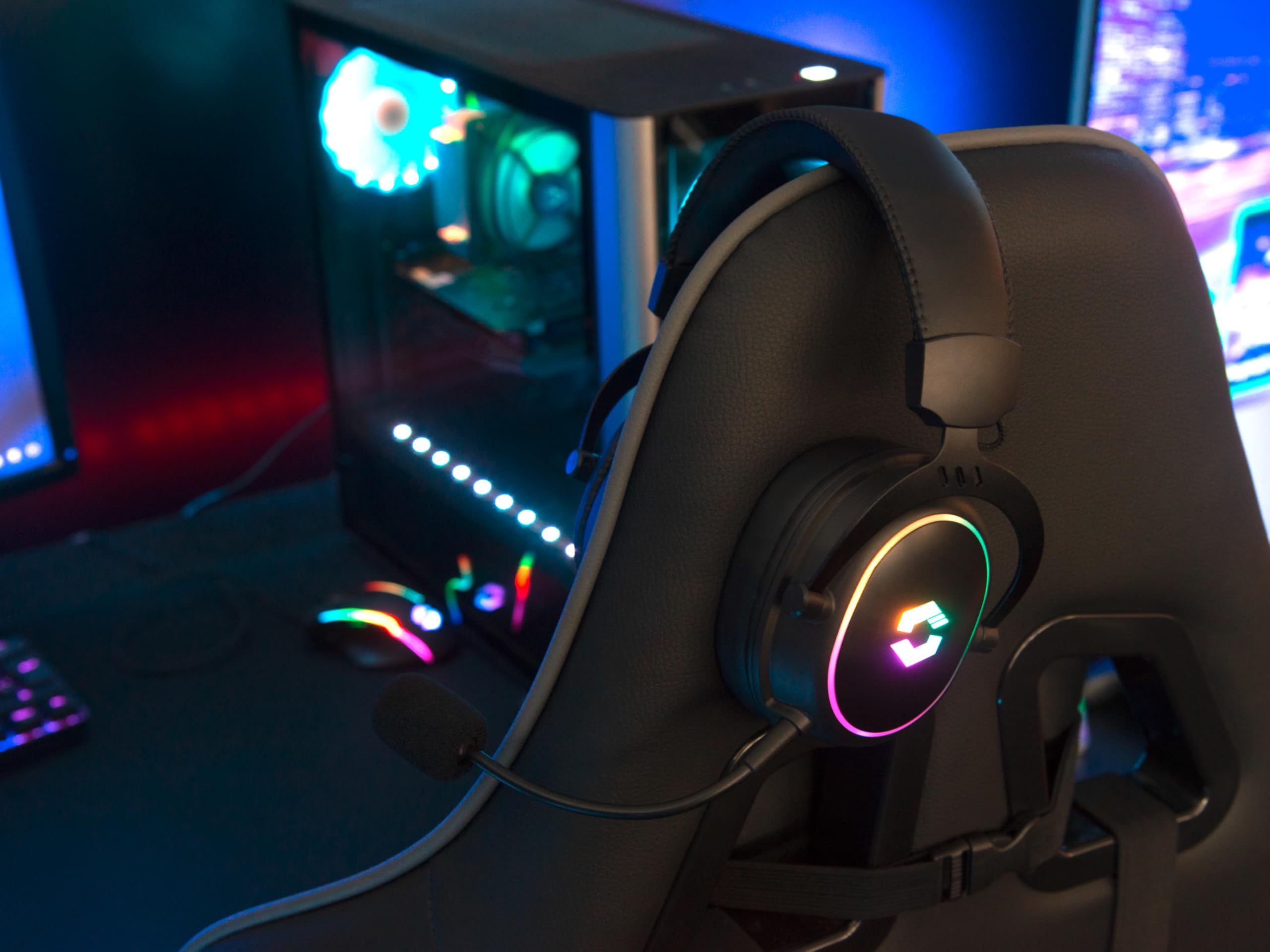 Speedlink CONUX RGB Gaming Headset Wireless Bluetooth USB 2.4G 3,5mm Klinke | mit Mikrofon, Metallrahmen, weiche Polsterung, Akku wiederaufladbar, kabellos, PC/PS5/PS4/Xbox Series X/S/Switch/Switch2