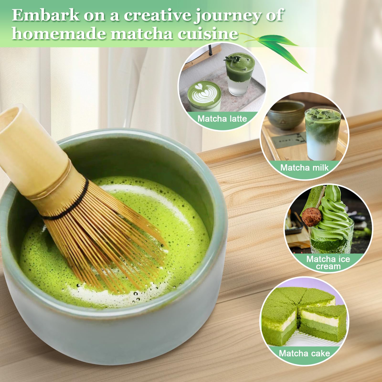 Matcha Kit 5 Pièces, Set Matcha élégant En Vert, Coffret