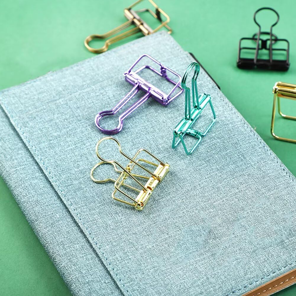 16 x mehrfarbige Metalldrahtklammern, ausgehöhlt, Papier-Organizer, bunte lange Klemmen, Metall-Papierklemmen, Binder-Clips, dekoratives Werkzeug für Schule, Büro, Papierkram (M)