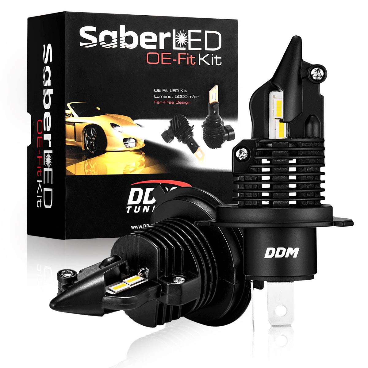 DDM Tuning SaberLED OE Fit LED Bulbs, 5000LM, 6000K, Pair--FBA (H4 H/L)