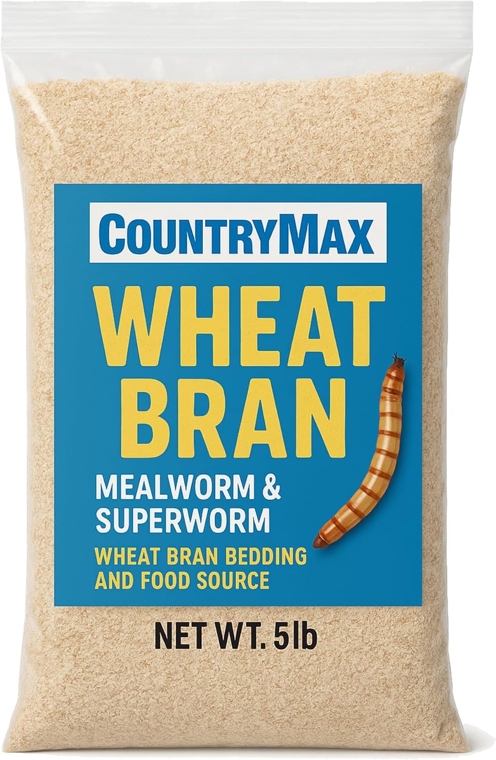 CountryMax Wheat Bran Bedding & Feed – Natural, Multi-Use for Mealworms, Superworms & Chickens, 5 lb (Pack of 1)