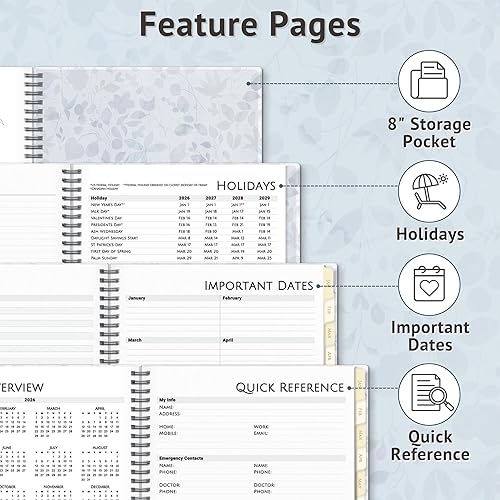 Miniatura 8 de CRANBURY Agenda de citas 2024 (8.5 x 11 pulgadas, floral), libro de programación 2024, incrementos de 15 minutos, encuadernado en espiral, pestañas