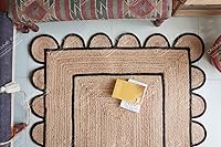 Vista 3 de Chouhan Rugs Alfombra de Área de Yute Natural Trenzada a Mano Runner Negro con Escalopes