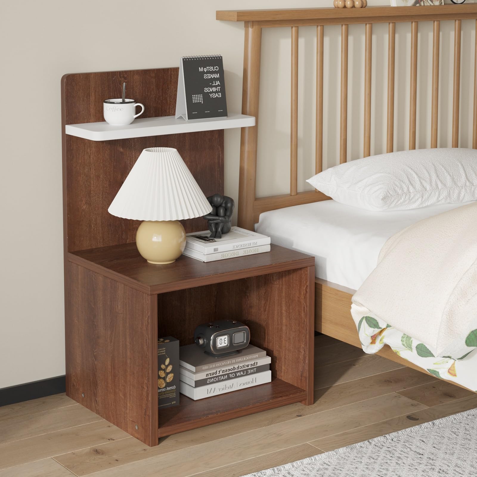 HOME CUBE Engineered Wood Bedside Table for Bedroom End Table with Storage and Shelf Nightstands End Side Table Modern Storage Cabinet for Living Room, Bedrooms, Office. 74X37X40 CM (BST-014)-image-27