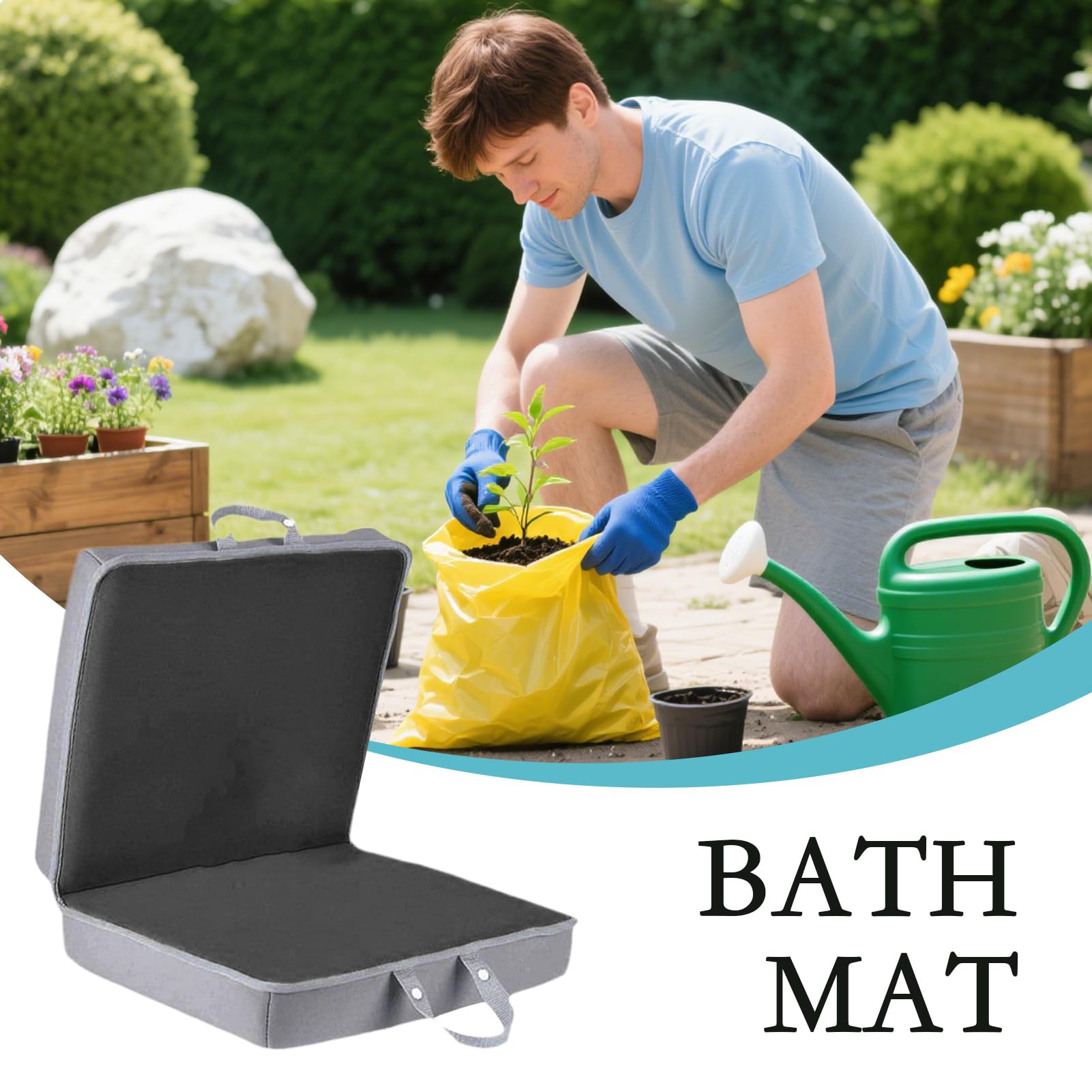 Genérico Almohadillas de Rodillas para Jardinería | Colchoneta para Jardinería con Asas | Cojín de Rodillas Antideslizante 60 x 34 x 5.6 cm para Baño Limpieza Trabajos Ejercicio