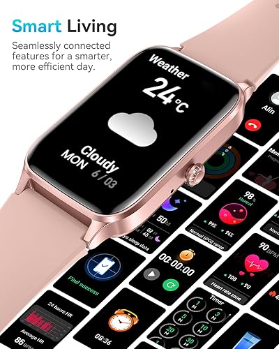 Miniatura 7 de Reloj inteligente con rastreador de actividad física para mujer (casual, rosa, 1.57)