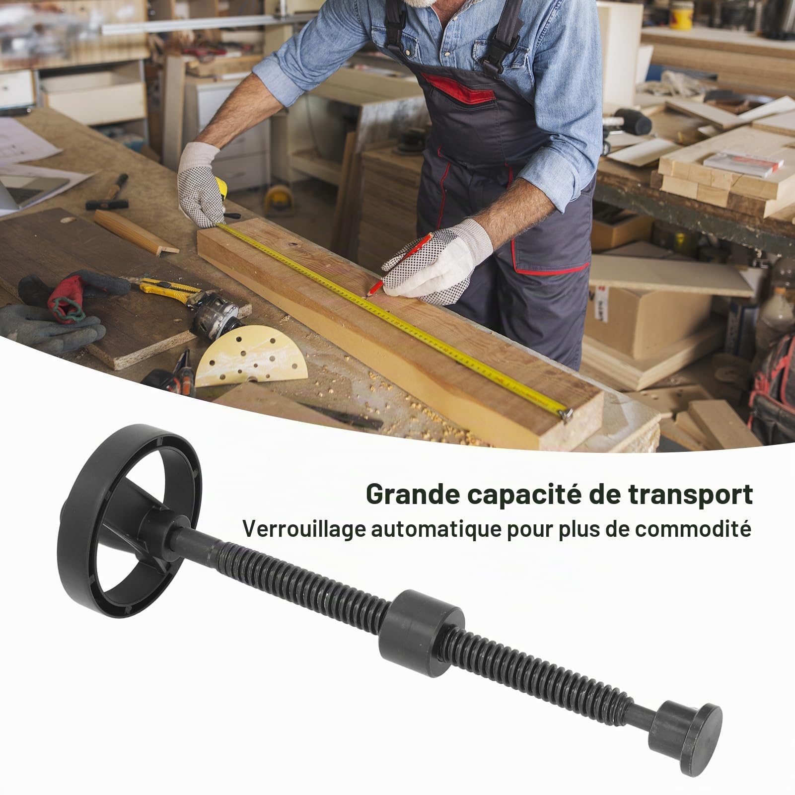 Vis D'étau D'établi T18, Vis D'établi à Bon Roulement Autobloquant avec Volant de 100 Mm, Outil D'étau de Bricolage Robuste, Pince de Presse pour Machines à Bois (noir) (350