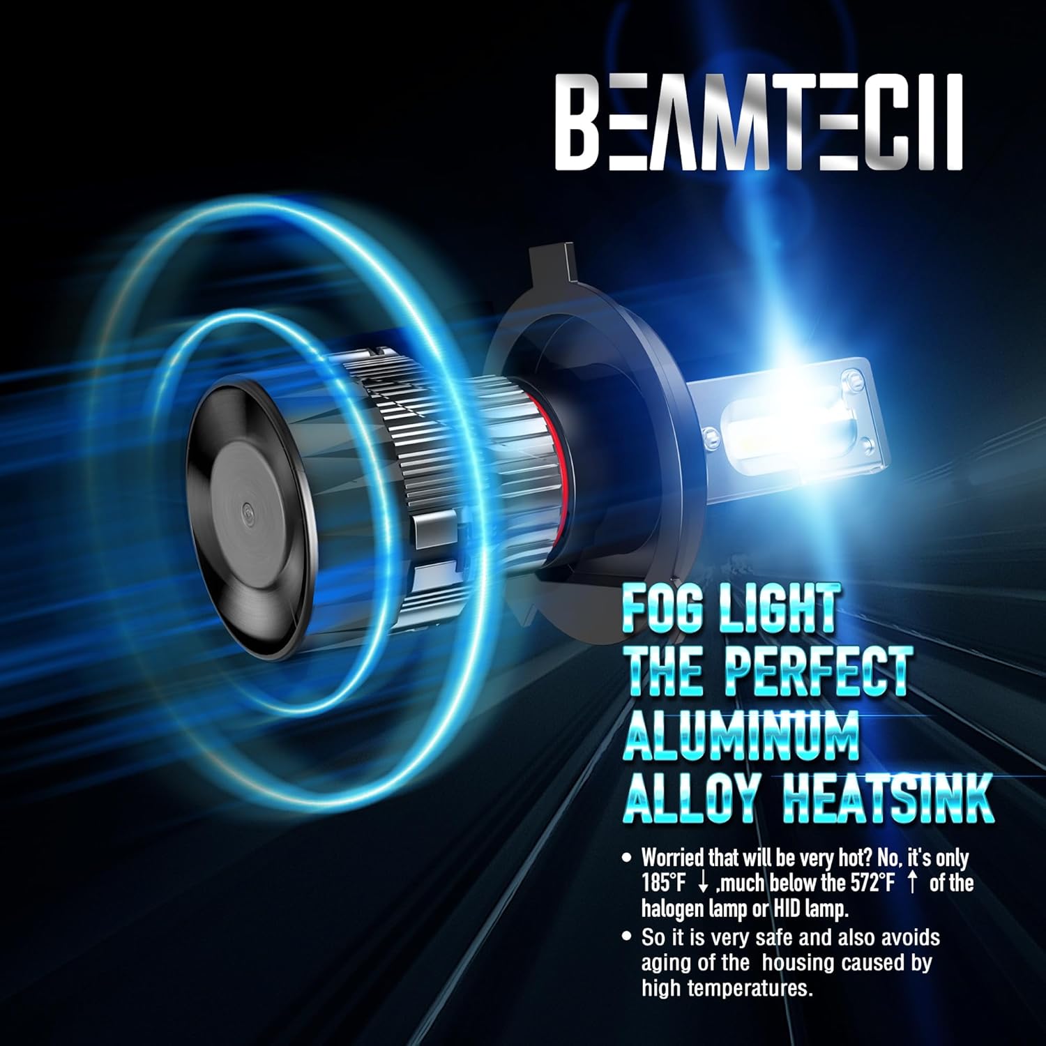 BEAMTECH H4 Light Bulbs, 6500K 30mm Heatsink Base CSP Chips Small Size or Off Road Light Pack of 2