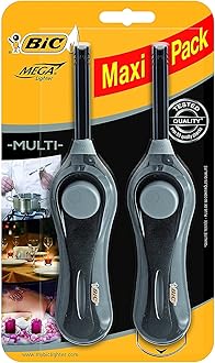 BIC MegaLighter Multipurpose Lighters, Black, Pack of 2