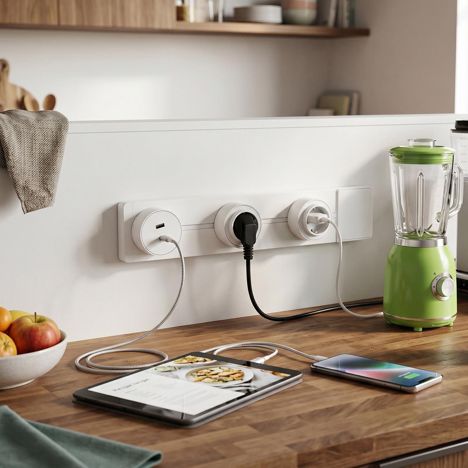 Generic Ciabatta Sottopensile con Doppia Porta USB e Struttura Robusta per Casa, Cucina, Ufficio, Acciaio Inossidabile, 40 Cm
