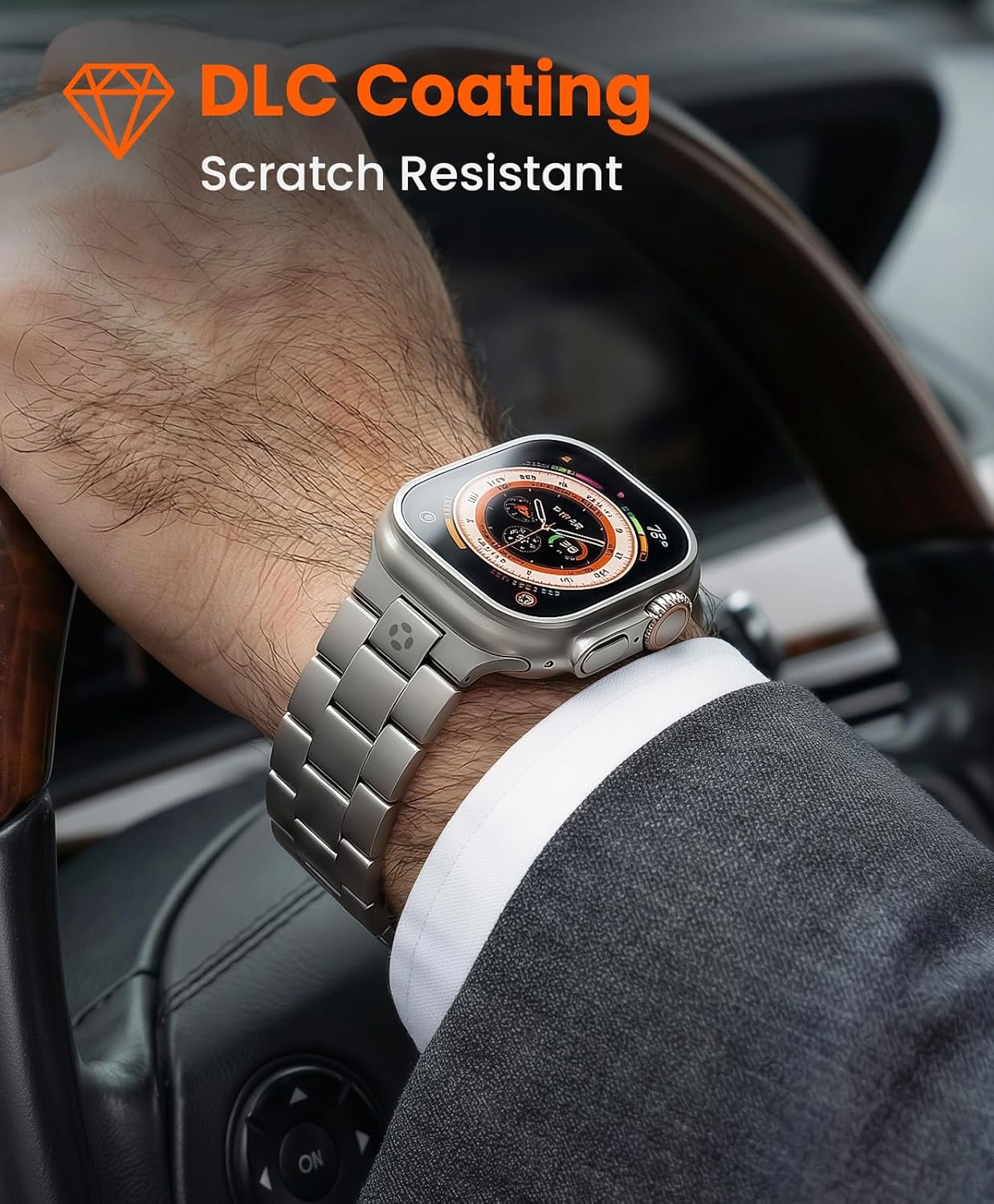 CRNS03 Titanium Watch Band for Apple Watch Ultra 3/2/1 49mm & Series 11/10 46mm, Adjustable Link & Butterfly Clasp for Apple Watch Ultra Band, Premium Color Match iWatch Metal Band for Men - Image 5