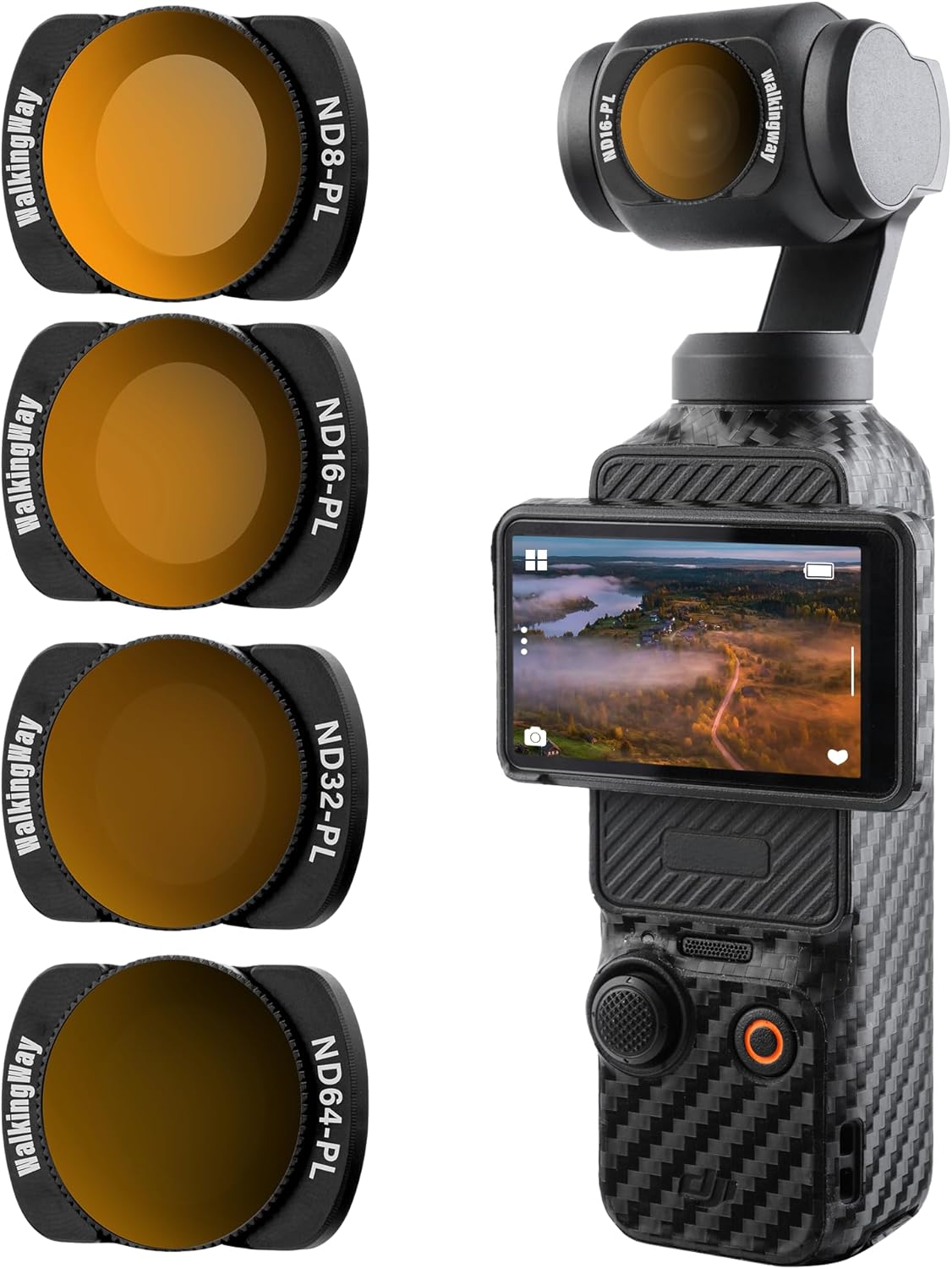 Walking Way Magnetic ND Filter Set Compatible with DJI Osmo Pocket 3 Creator Combo Accessories - 4 Pack (ND8/PL, ND16/PL, ND32/PL, ND64/PL),Neutral Density Filters HD Optical Glass/Multi-Coated